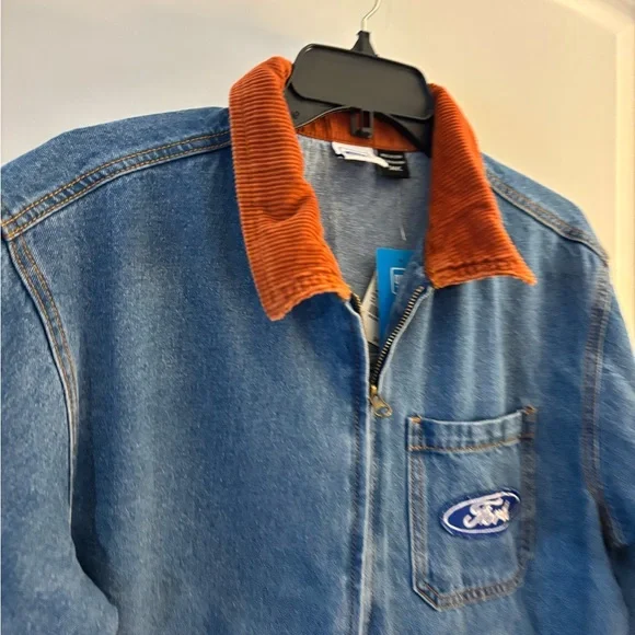 Ford Men’s Blue Denim Work Jacket with Brown Corduroy Collar Sz S NWT - Picture 3 of 7